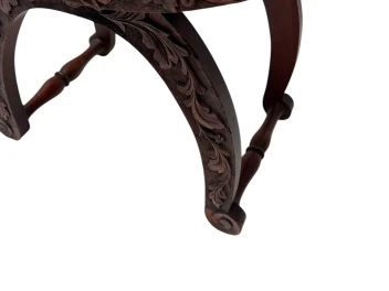 Art Nouveau Walnut Savonarola Hand-Carved Stool, 1900s